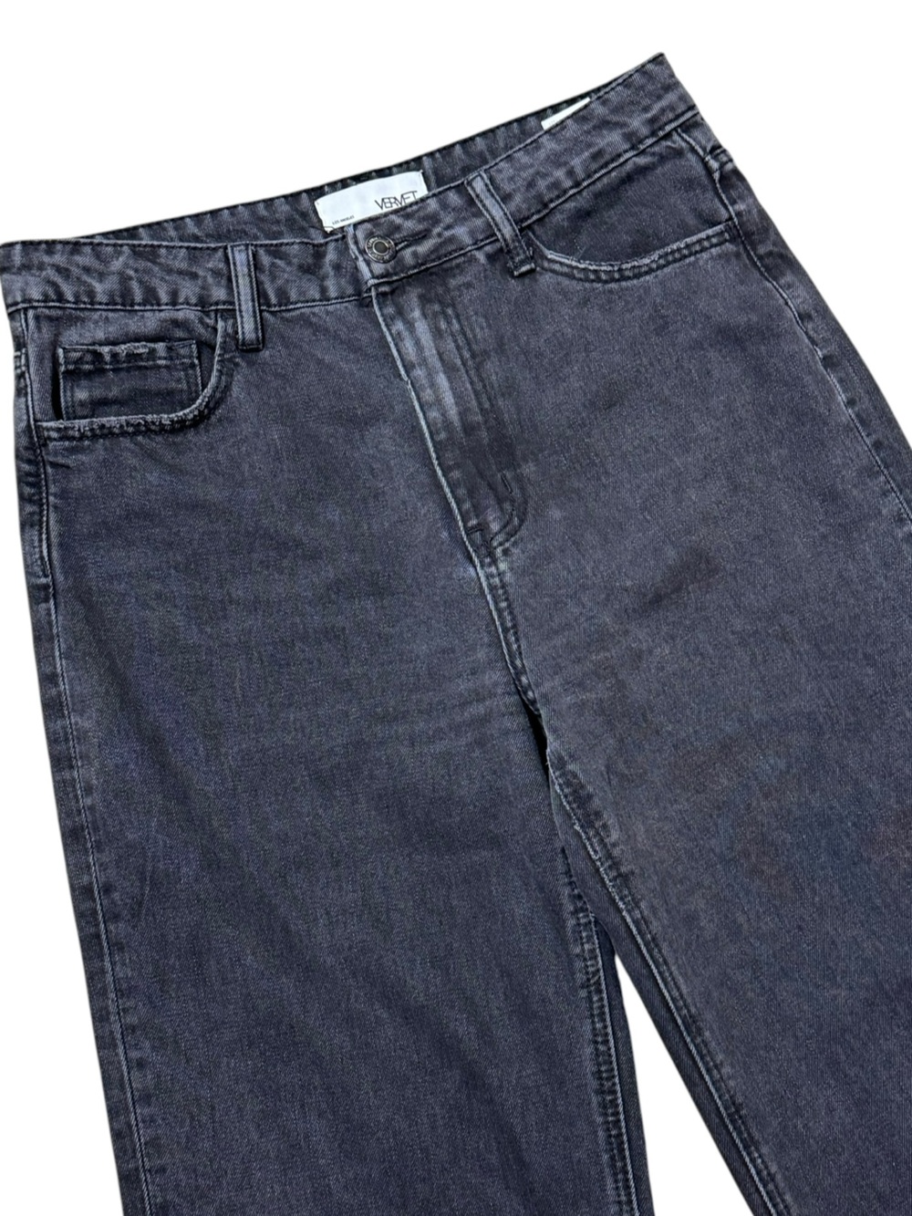 VERVET High-Rise Wide-Leg Distressed Ankle Jeans 28 Washed Black EUC - Picture 3 of 11